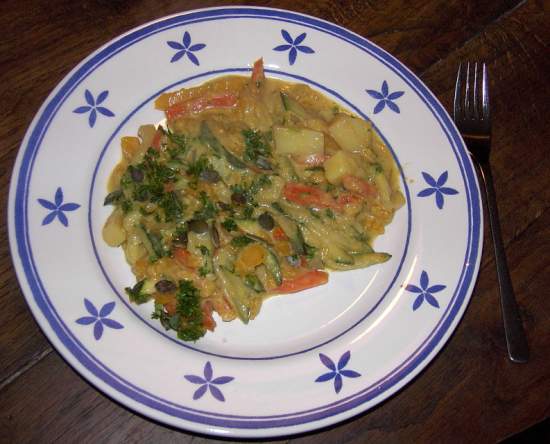 Krbis-Curry auf Teller